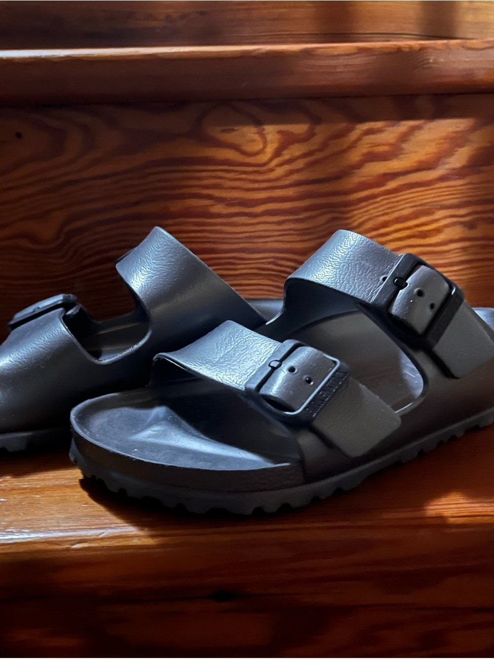 Birkenstock Black EVA Two-Strap Slide Sandals